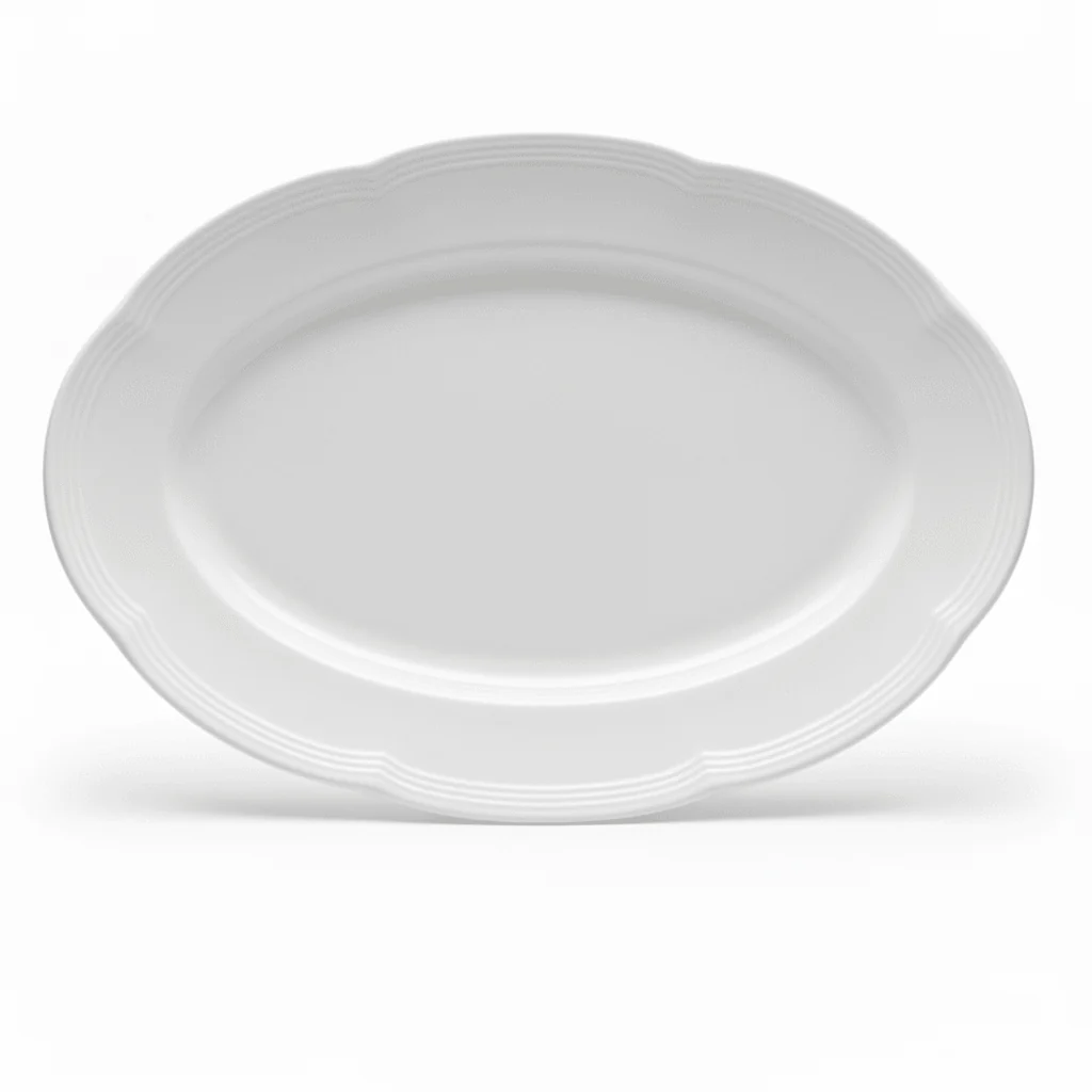 Luhpar White Oval Ceramic Fish Serving Plate, 13 Inch – Elegant Oval Platter for Fish, Seafood & Large Food Presentation