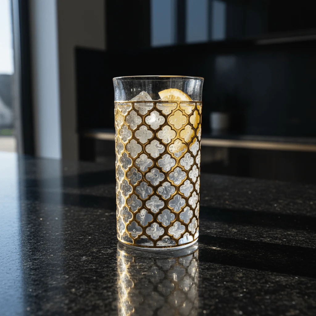 LuxeGold Premium Acrylic Drinking Tumbler with Elegant Golden Decorative Design – 13 cm - Image 2