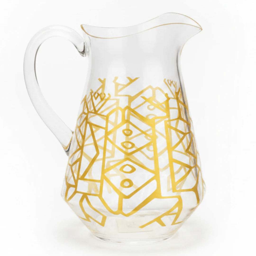 Luxehome Signature Collection Clear Acrylic Jug with Luxury Gold Print Finish – 22 cm