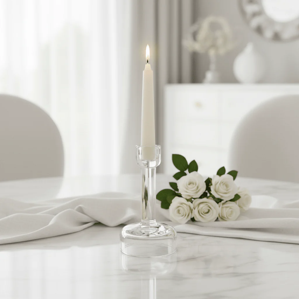 Luxury Glass Footed Decorative Candle Holder for Living Room and Table Styling – 15cm - Image 2