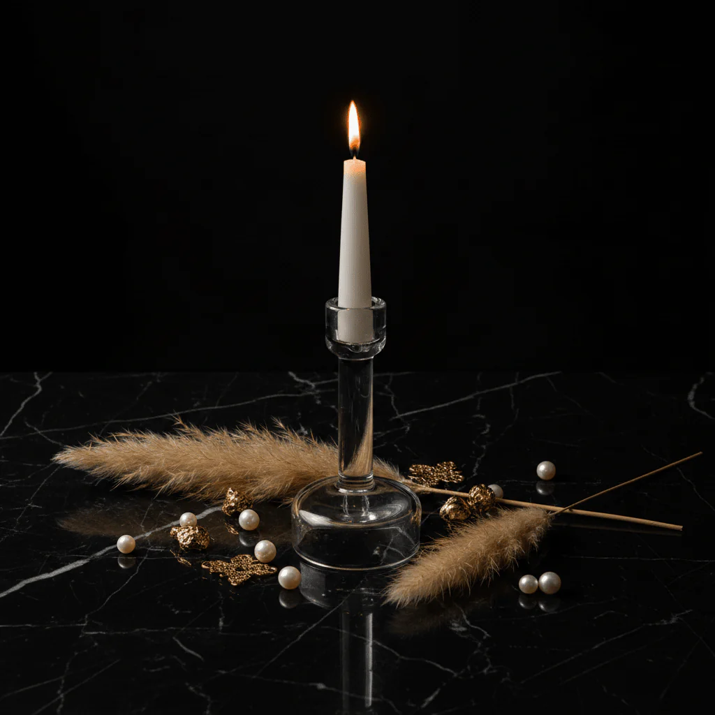 Luxury Glass Footed Decorative Candle Holder for Living Room and Table Styling – 15cm - Image 3