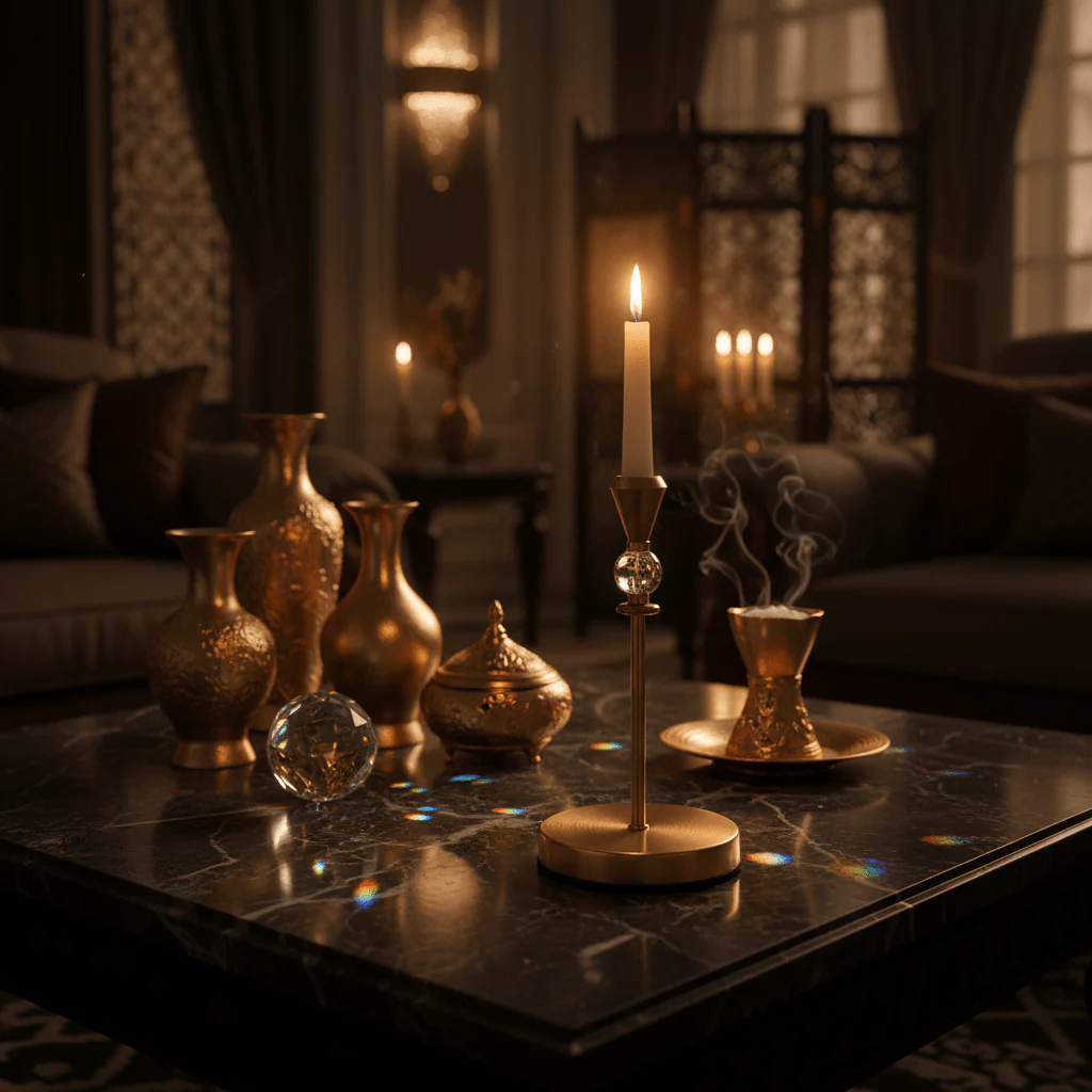 Luxury Golden Metal Candle Holder Stand for Premium Home and Event Decoration – 25cm - Image 3