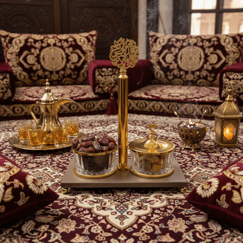 Luxury Majlis 2-Section Glass Candy Serving Bowl with Brown Metal Stand & Premium Gold Lid – Elegant Dry Fruit and Chocolate Server 25×13 cm - Image 2