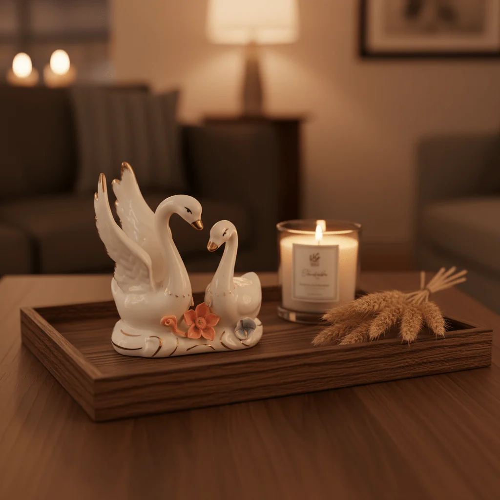 Luxury White Ceramic Swan Table Décor with Multicolour Floral Artwork for Home Decoration – 12×14cm - Image 3