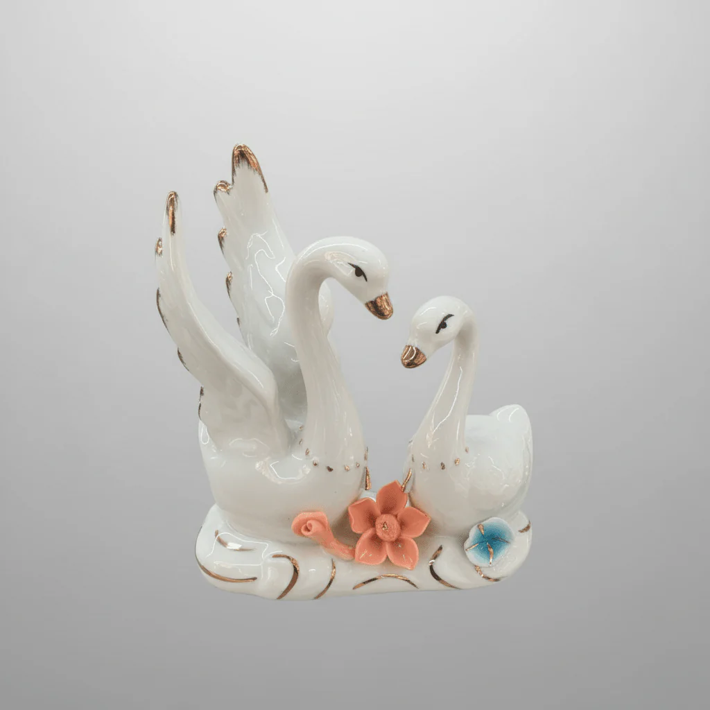 Luxury White Ceramic Swan Table Décor with Multicolour Floral Artwork for Home Decoration – 12×14cm - Image 4