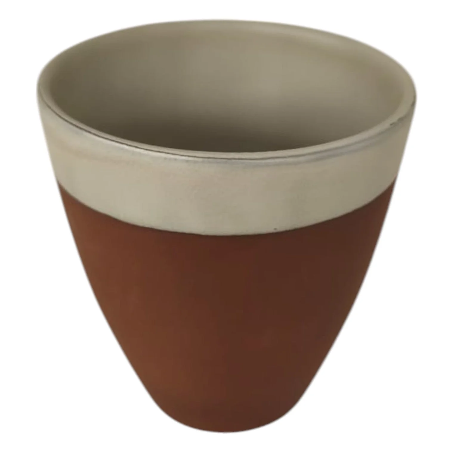 Maria Terracotta Clay Cawa Cup -6cmX7cm-FloralWhite&Clay