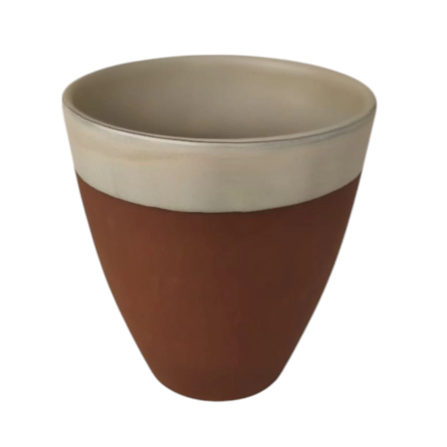 Maria Terracotta Clay Tea Coffee Cup-8cmX9cm-FloralWhite&Clay - Image 3