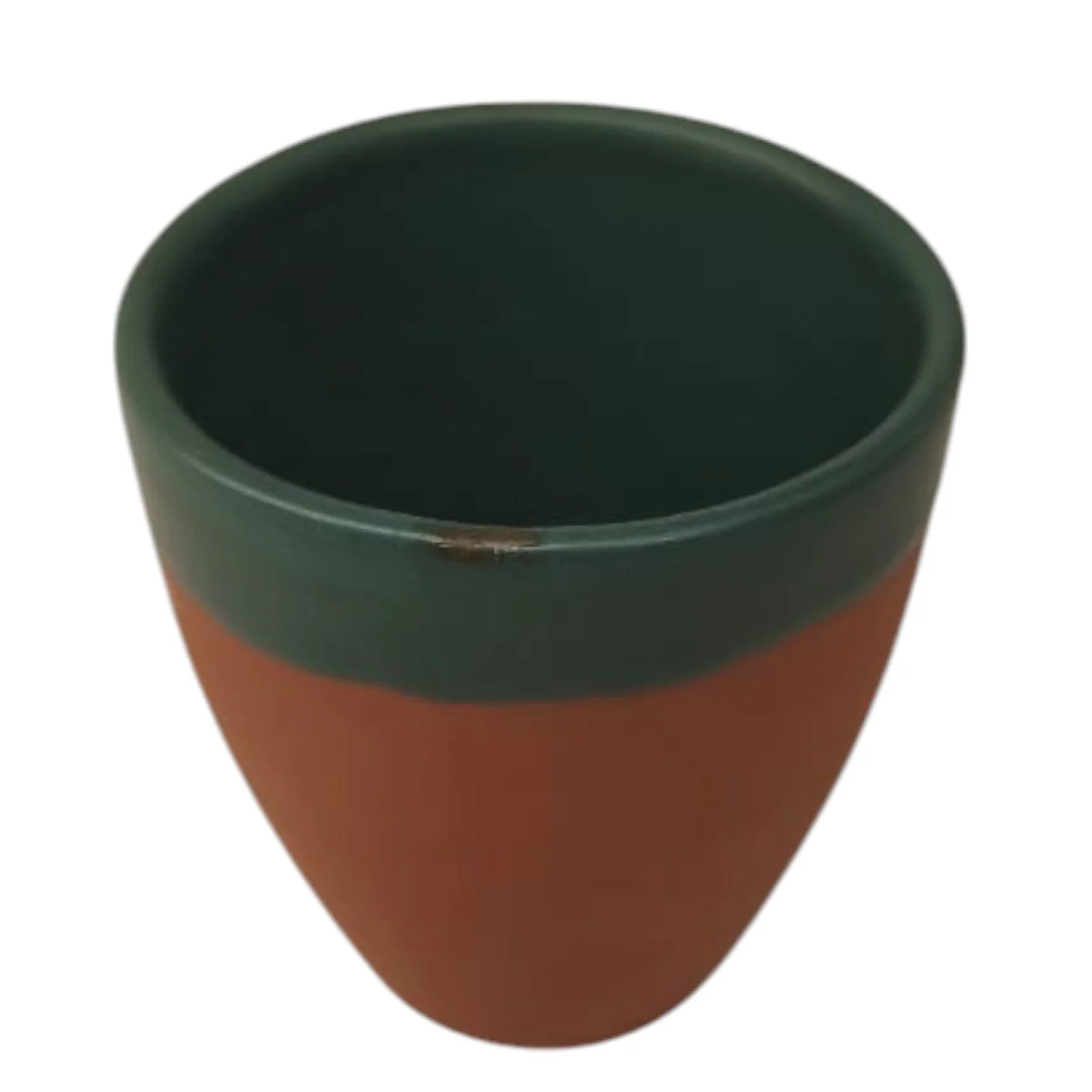 Maria Terracotta Clay Tea Coffee Cup-8cmX9cm-Green&Clay - Image 2