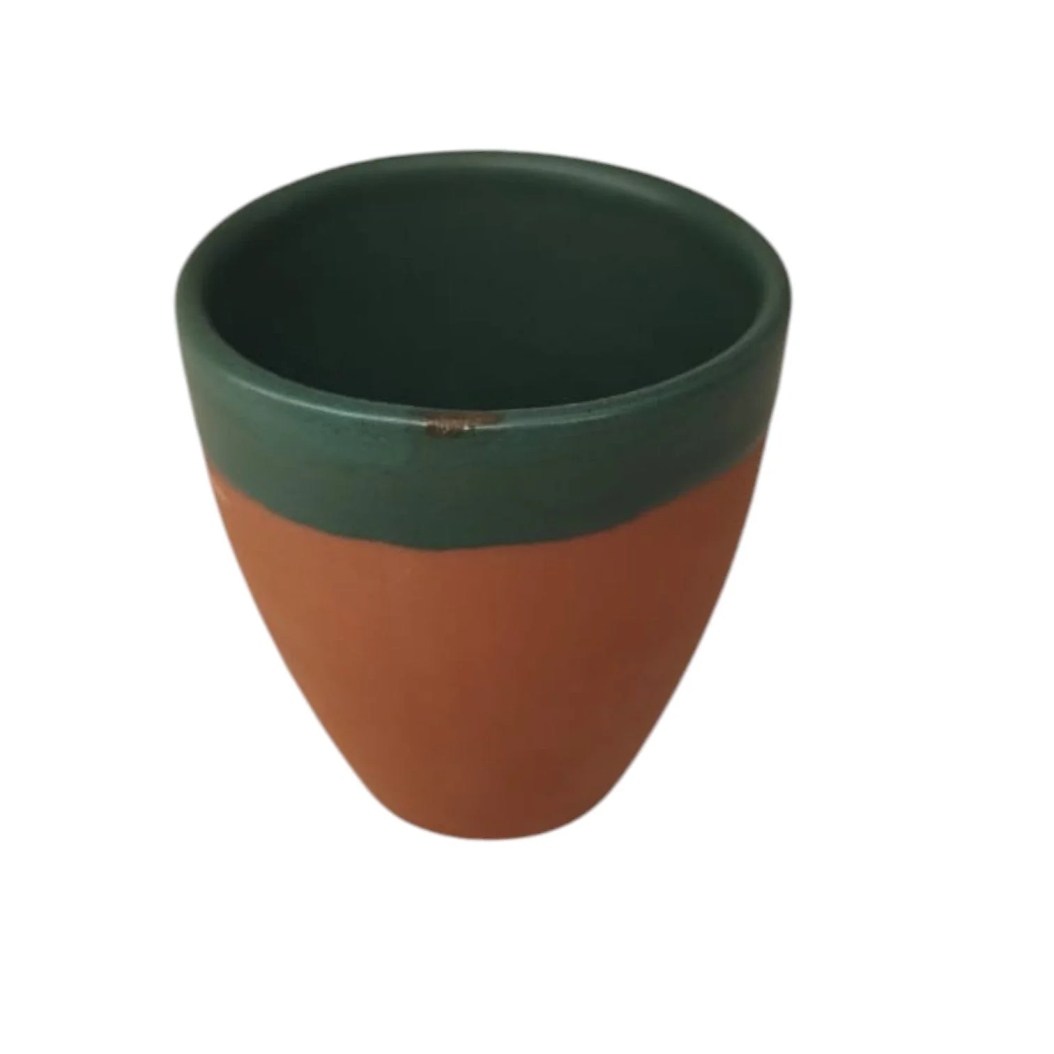 Maria Terracotta Clay Tea Coffee Cup-8cmX9cm-Green&Clay - Image 3
