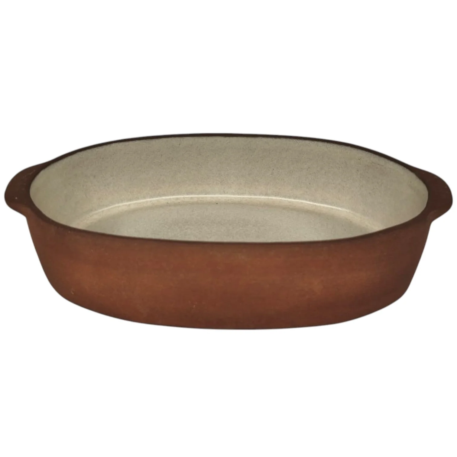 Maria Terracotta Oval Clay Baker Oven Microwave Dishwasher & Freezer Safe (Medium) 27cmX17cmX5cm- (FloralWhite&Clay)