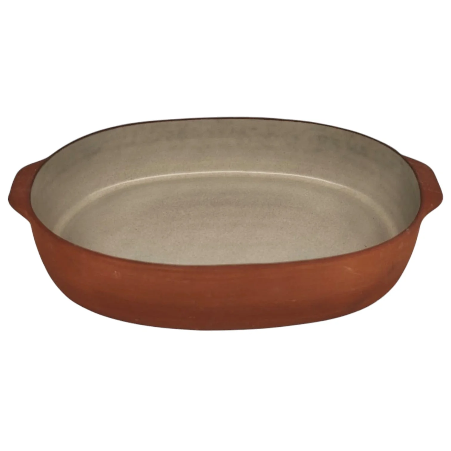 Maria Terracotta Oval Clay Baker Oven Microwave Dishwasher & Freezer Safe (Medium) 27cmX17cmX5cm- (FloralWhite&Clay) - Image 2