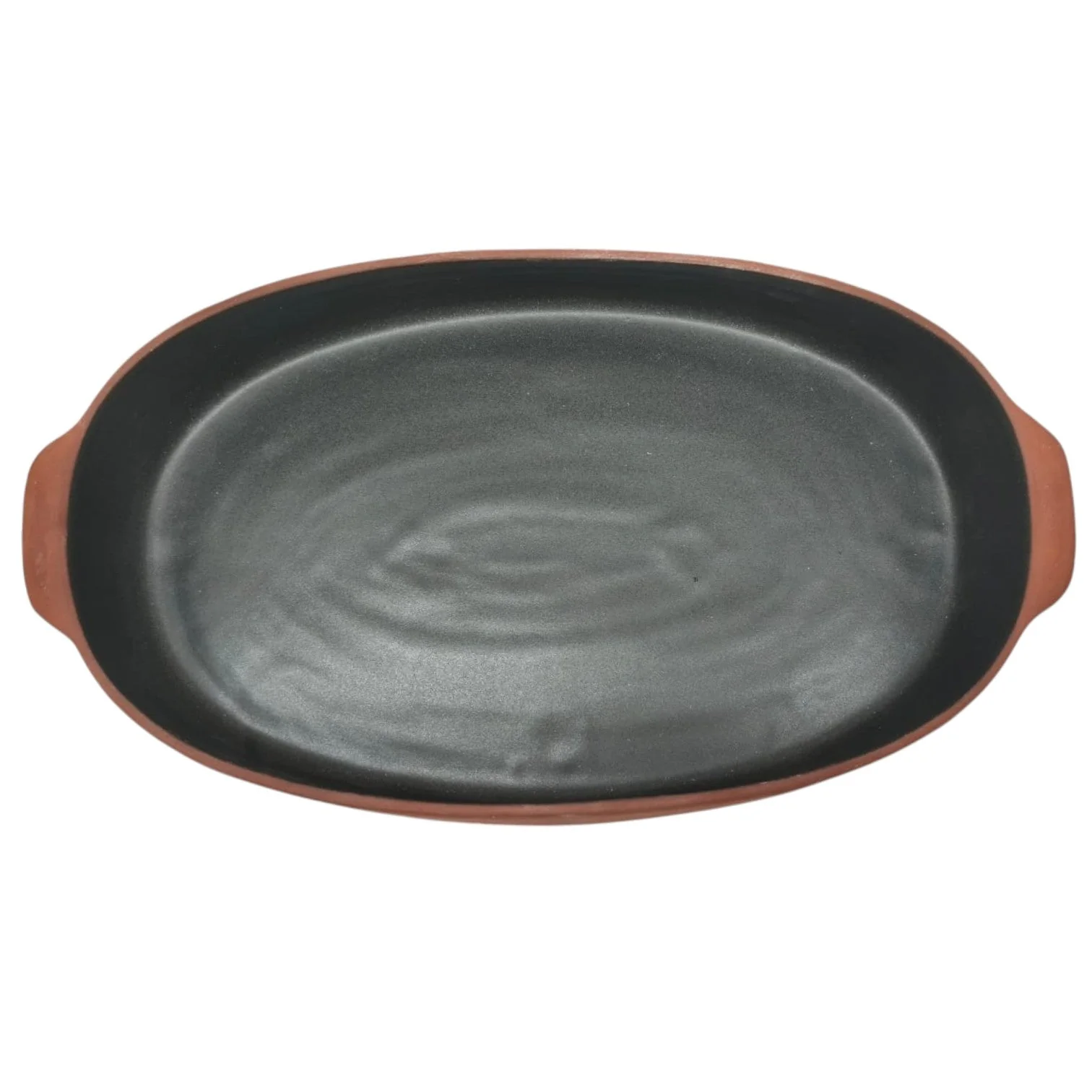 Maria Terracotta Oval Clay Baker Oven Microwave Dishwasher & Freezer Safe-33cmX18cmX6cm-(Clay&Green) - Image 2