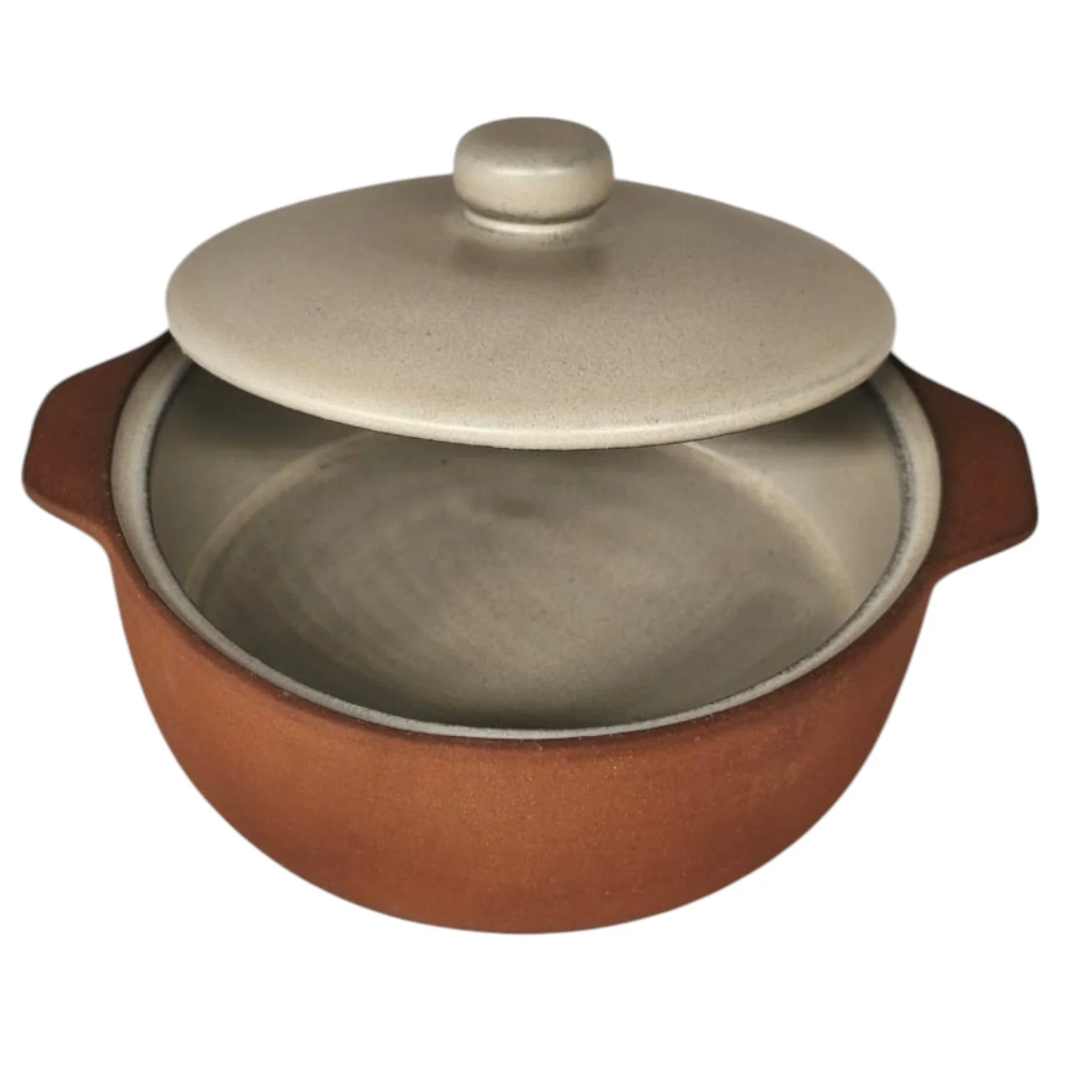 Maria Terracotta Round Clay Casserole With Lid Traditional-25cmX6cm(FloralWhite&Clay) - Image 2