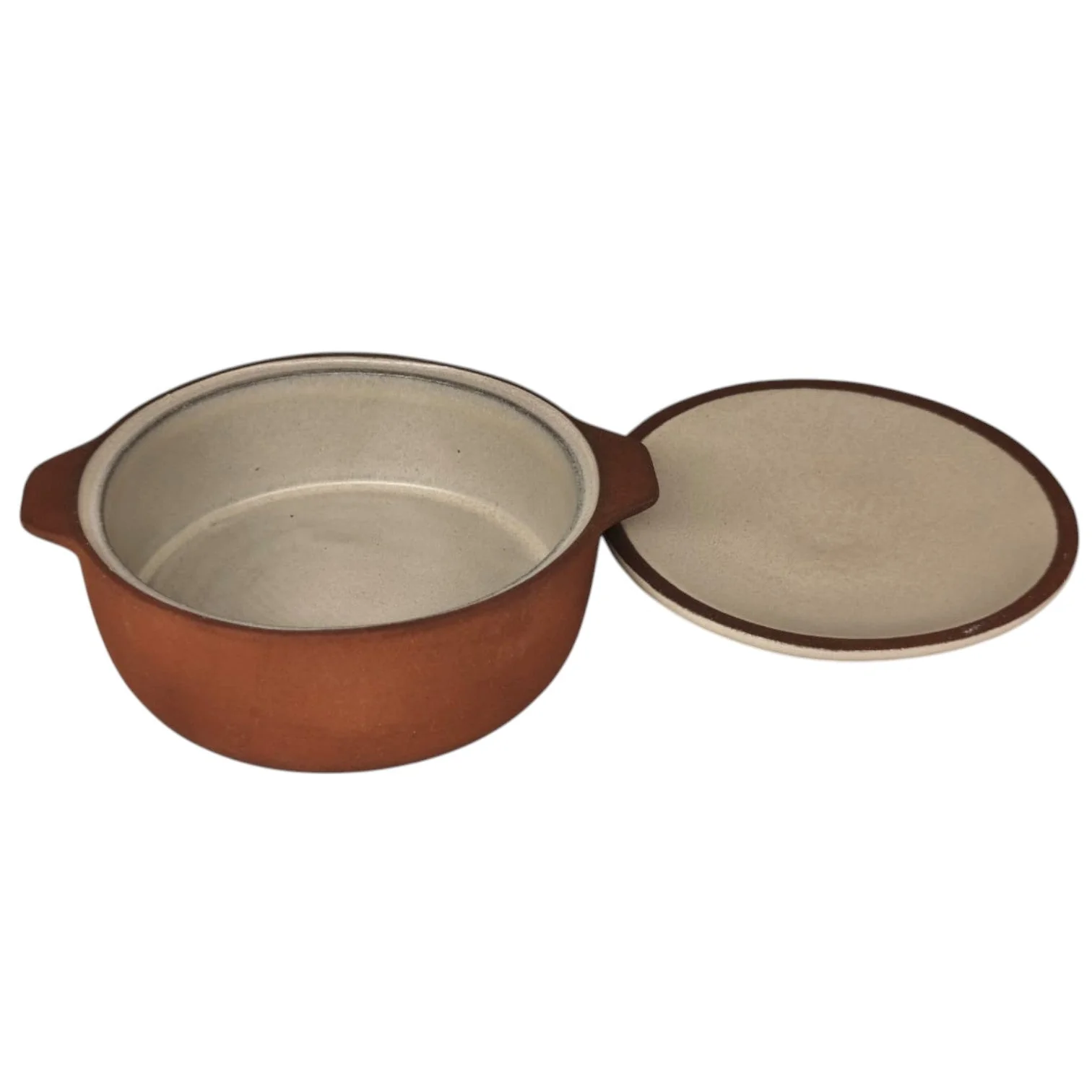 Maria Terracotta Round Clay Casserole With Lid Traditional-25cmX6cm(FloralWhite&Clay) - Image 3