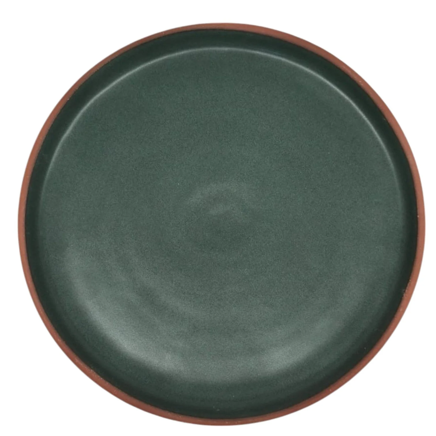 Maria Terracotta Round Clay Dessert Plate-20cmX2cm-(Green&Clay)