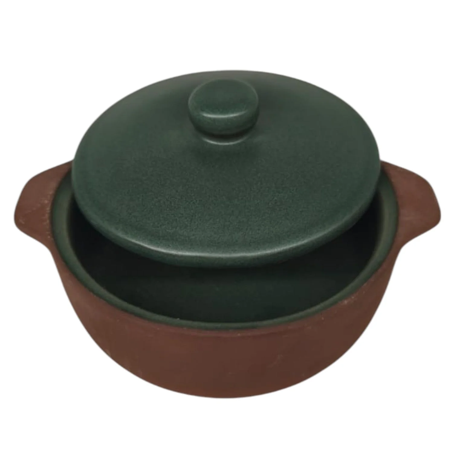 Maria Terracotta Round Clay Mini Casserole With Lid Traditional-14cmX4cm(Green&Clay) - Image 3