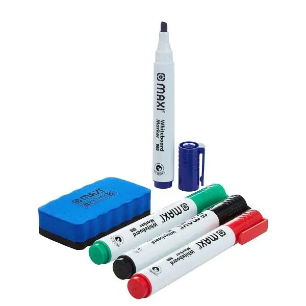 MAXI 2 Sided Green Whiteboard A4  + 4pcs  Colour Markers + 1pc Duster - Image 2