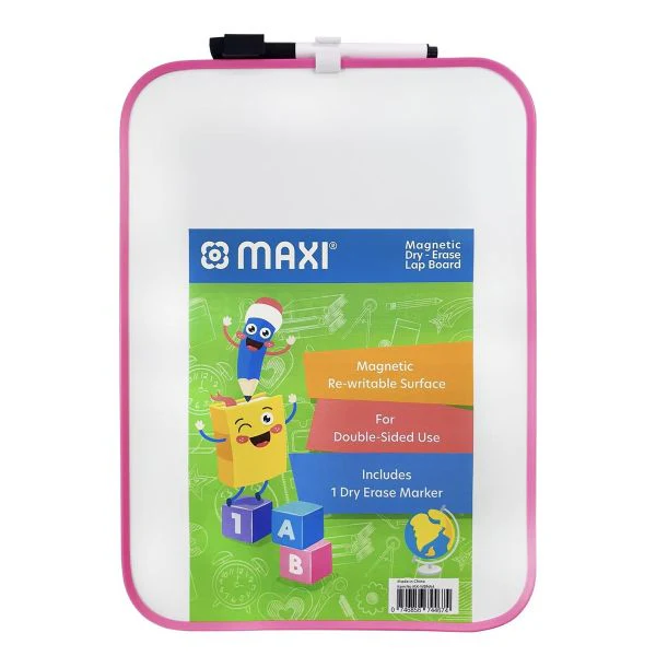MAXI  2 Sided Pink Whiteboard A4 + 5Pc Colour Markers + 1Pc Dry Wipe Eraser