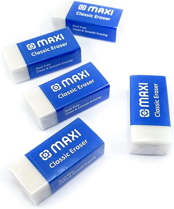 Maxi Classic Dust Free Eraser Big 8Pc Pet Pack, For Erasing Performance For School, Office And Home