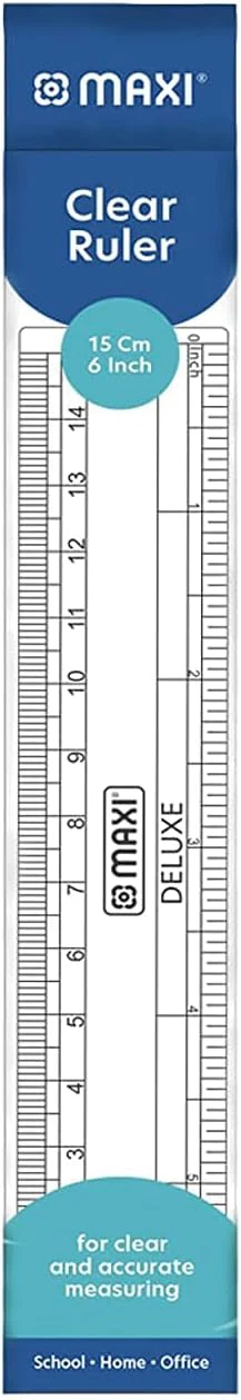 Maxi Mx-Pr15 Plastic Ruler, 15 Cm Size, Clear