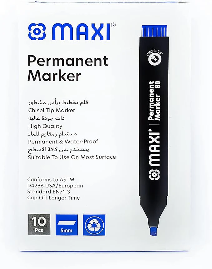 Maxi Permanent Marker Chisel Box Of 10Pc Blue - Image 4