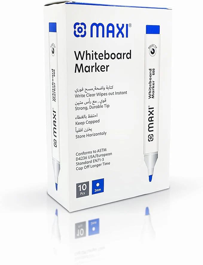 Maxi Whiteboard Marker Bullet Tip Box Of 10Pc Blue, Erasable Markers Great For Kids Adult Student, School, Home, And Office - Image 2