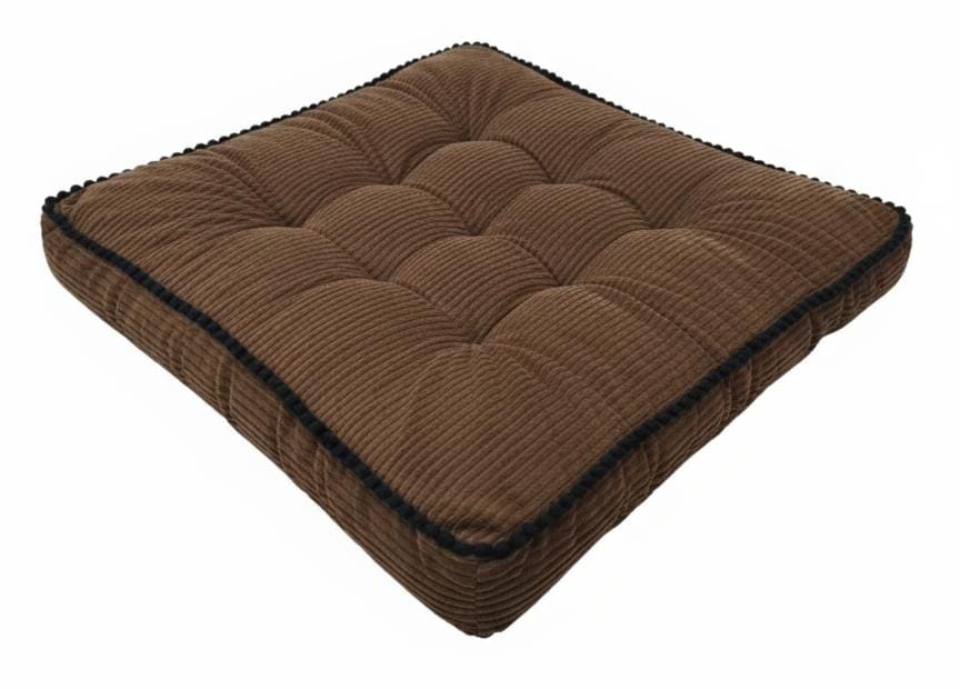 MaximHome Luxury Velour Square Cushion with Black Contrast Border – Dark Brown Plush Decorative Pillow, 40×40×7 cm