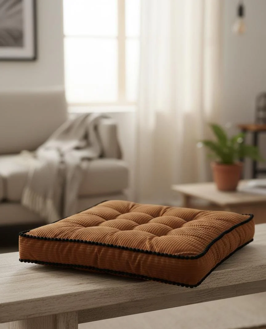 MaximHome Premium Velour Fabric Square Cushion with Black Border – Bright Orange Modern Home Cushion, 40×40×7 cm - Image 2