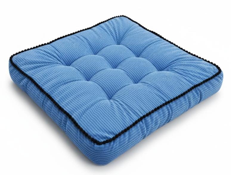 MaximHome Premium Velour Fabric Square Cushion with Black Border – Deep Blue Modern Home Accent Pillow, 40×40×7 cm
