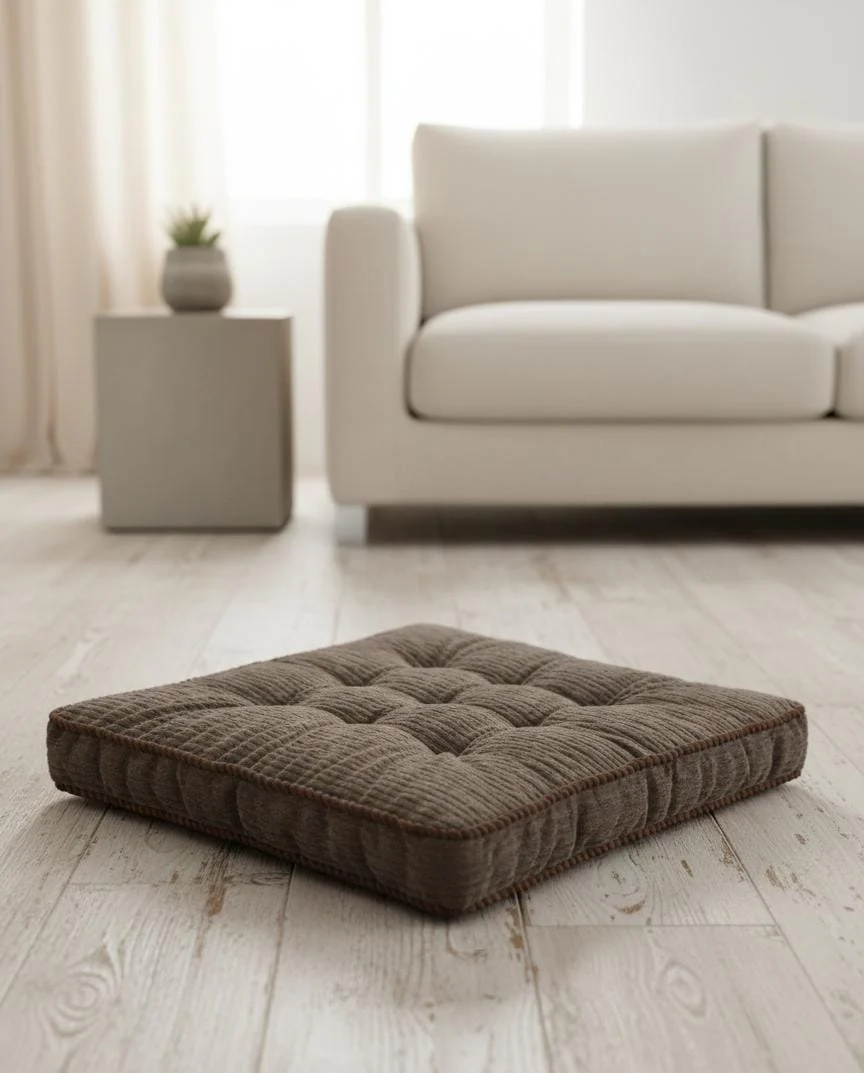 MaximHome Premium Velour Fabric Square Cushion with Matching Brown Border – Rich Brown Decorative Throw Pillow, 40×40×7 cm - Image 2
