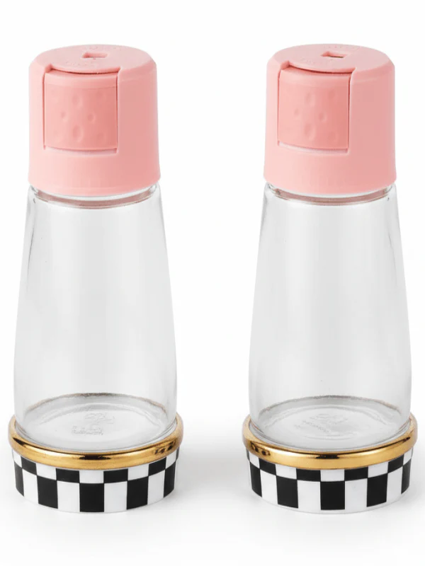 Mayflower Glass & Ceramic Salt and Pepper Shaker Set – Black & White Dining Accessories