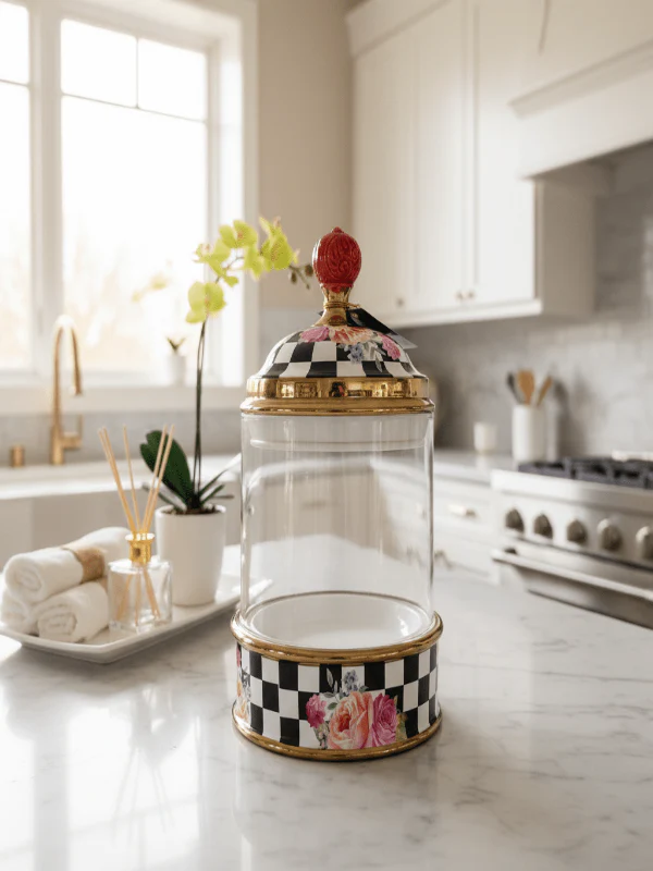 Mayflower Glass Storage Canister with Ceramic Lid – 14 × 26 cm, Black & White Kitchen Jar - Image 2