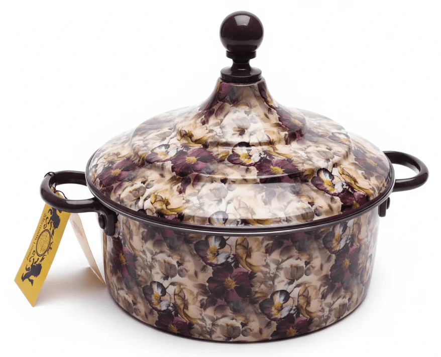 MayFlower Stainless Steel Thermal Hot Pot 2.5L – Beige with Violet Floral Design - Image 2