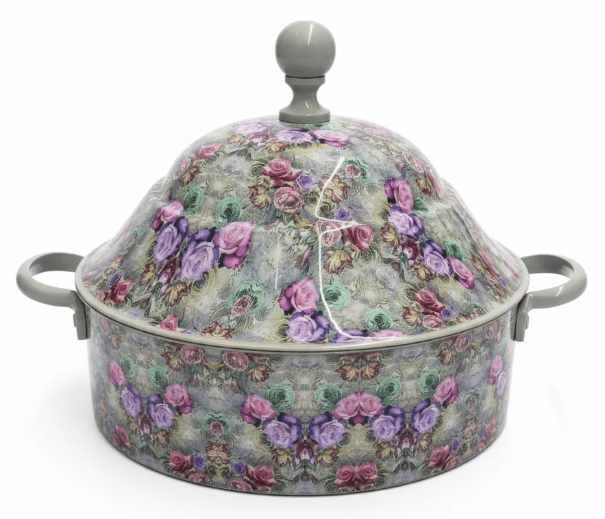 MayFlower Stainless Steel Thermal Hot Pot 8L – Gray Floral Design