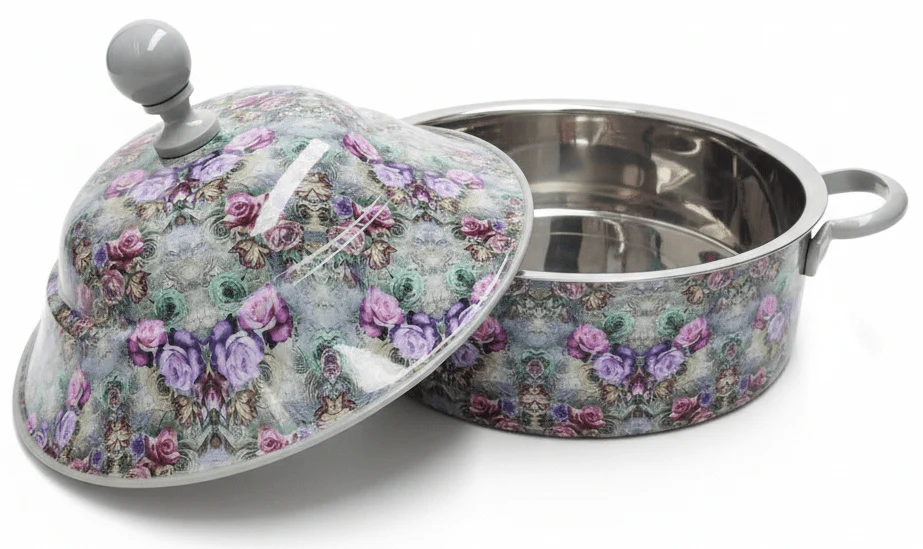 MayFlower Stainless Steel Thermal Hot Pot 8L – Gray Floral Design - Image 2