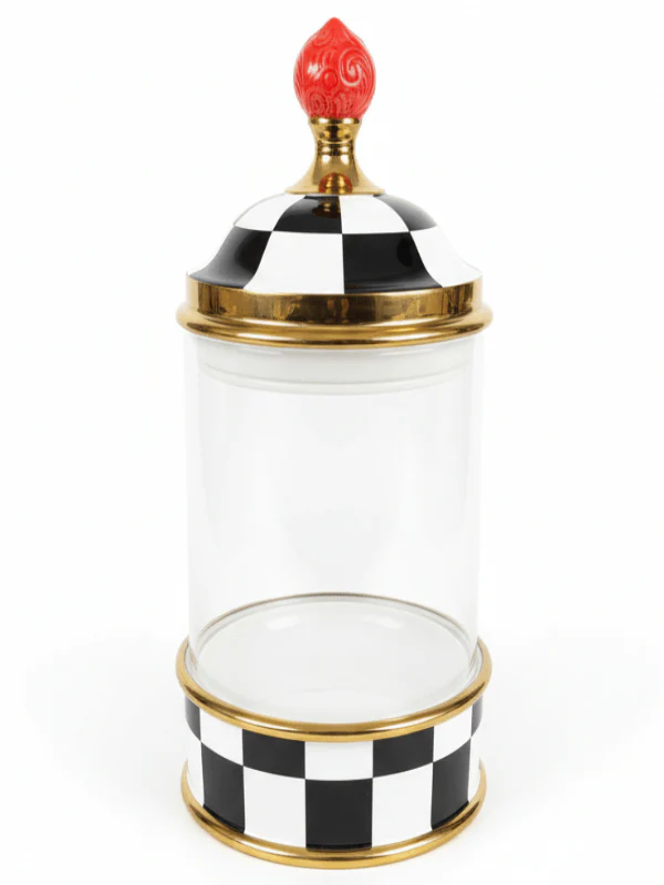 Mayflower Tall Glass Storage Canister with Ceramic Lid – 16 × 31 cm, Black & White