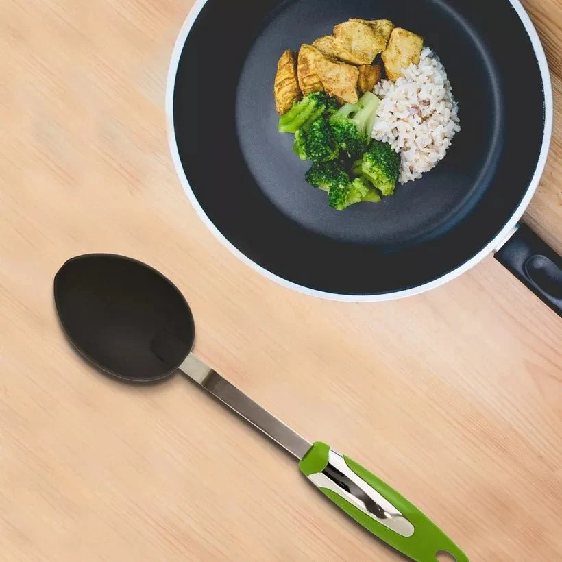 Meadows Stainless Steel Non Stick Spoon Nylon-32cmX6cm-Green/Grey - Image 5