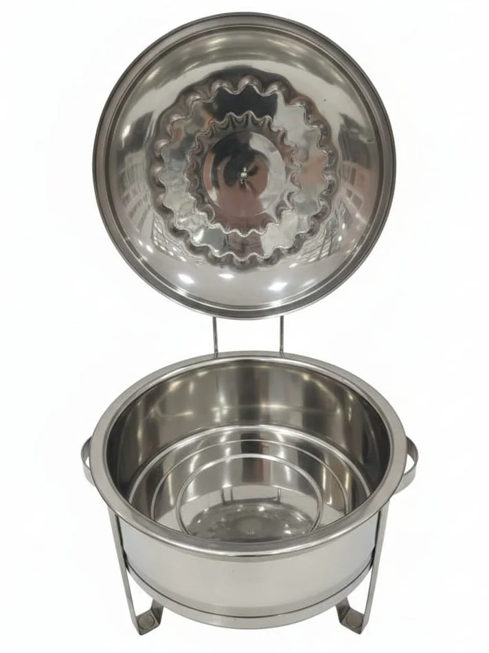 Meera 4000ml Stainless Steel Food Warmer – Elegant Silver with Gold Decorative Trim Design 2 Buffet Server - Image 2