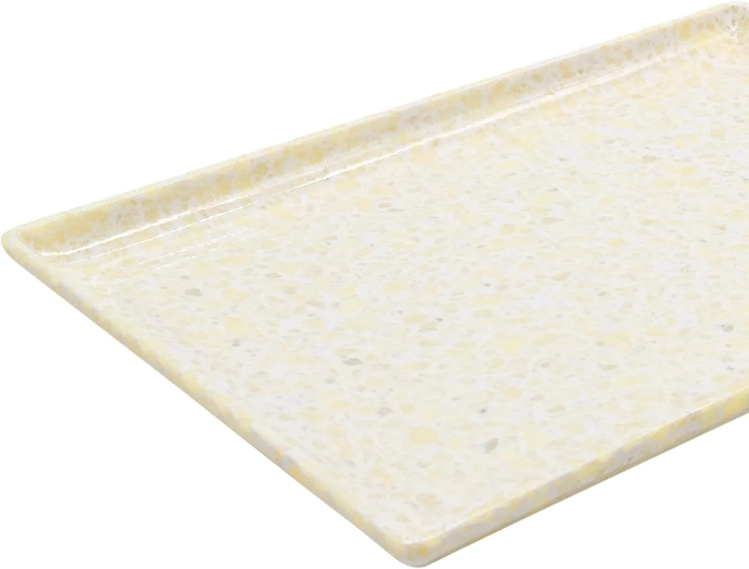 AKDC Melamine Rectangle Serving Tray 25x17cm, Off-White Color Marble Designed Texture Plates Rectangular Shape Pattern Healthy Platter Tray Kitchen Product Premium Multipurpose Use Accessories - Image 3