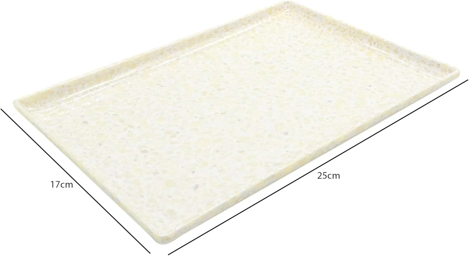 AKDC Melamine Rectangle Serving Tray 25x17cm, Off-White Color Marble Designed Texture Plates Rectangular Shape Pattern Healthy Platter Tray Kitchen Product Premium Multipurpose Use Accessories - Image 4