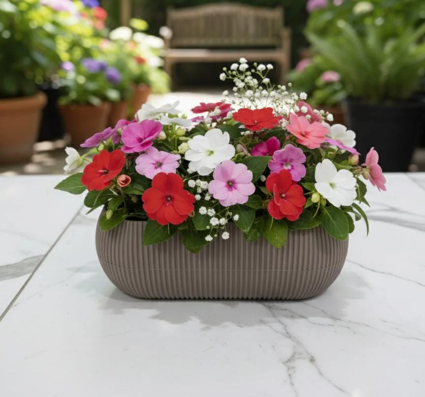 MERCAN Coral Long Brown Plastic Plant Pot 0.55L – Rectangular Decorative Planter Box for Tabletops, Window Sills, or Office Spaces - Image 2