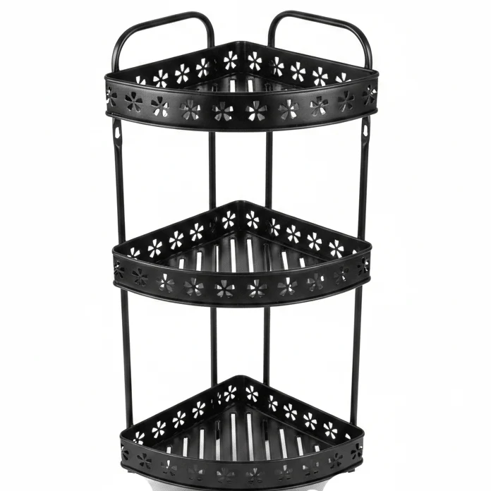 Meta Industrial Style Black Metal 3-Tier Storage and Organizer Rack – 55 cm