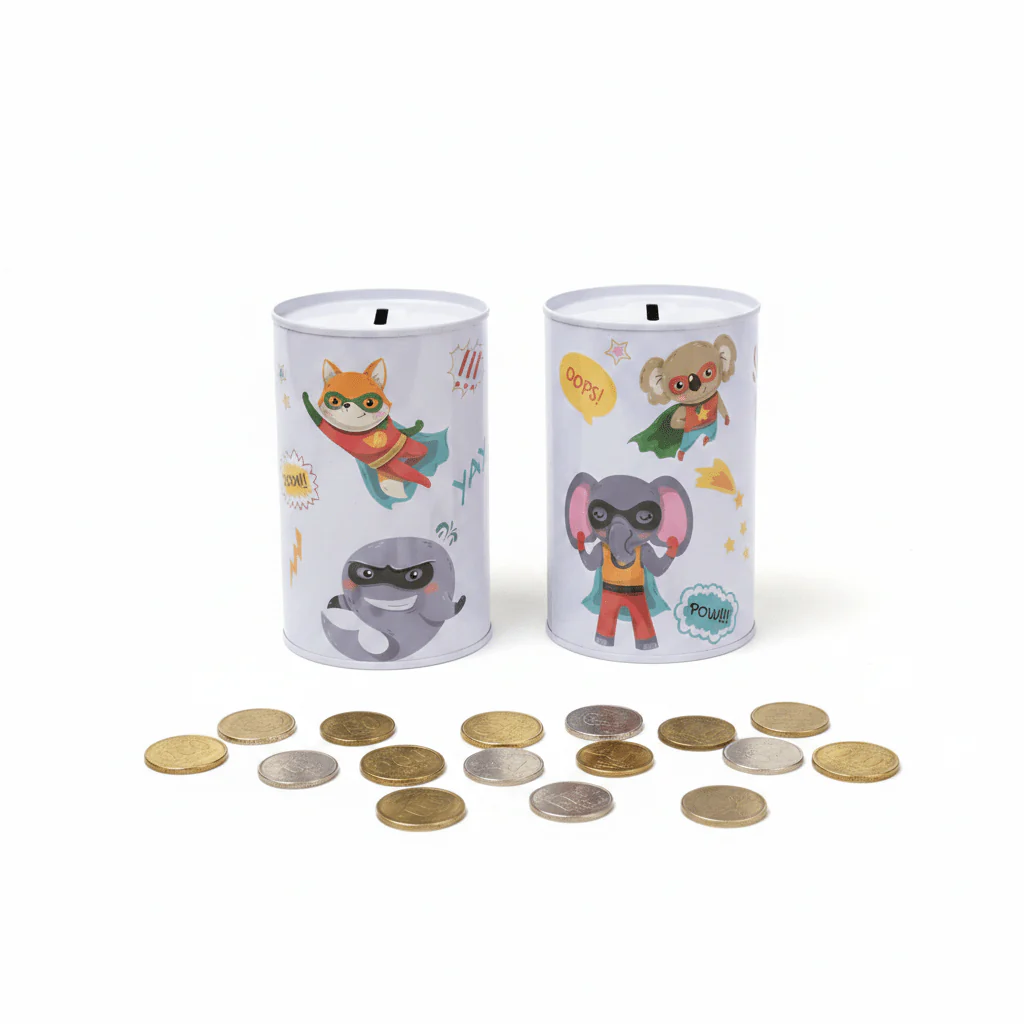 Superhero Cartoon Metal Coin Bank – 12.5cm | Kids Savings Tin Box - Image 4