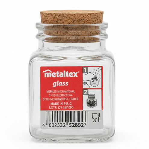 Metaltex Compact Clear Glass Storage Jar with Natural Wooden Lid for Spices, Herbs & Dry Foods – 100ml