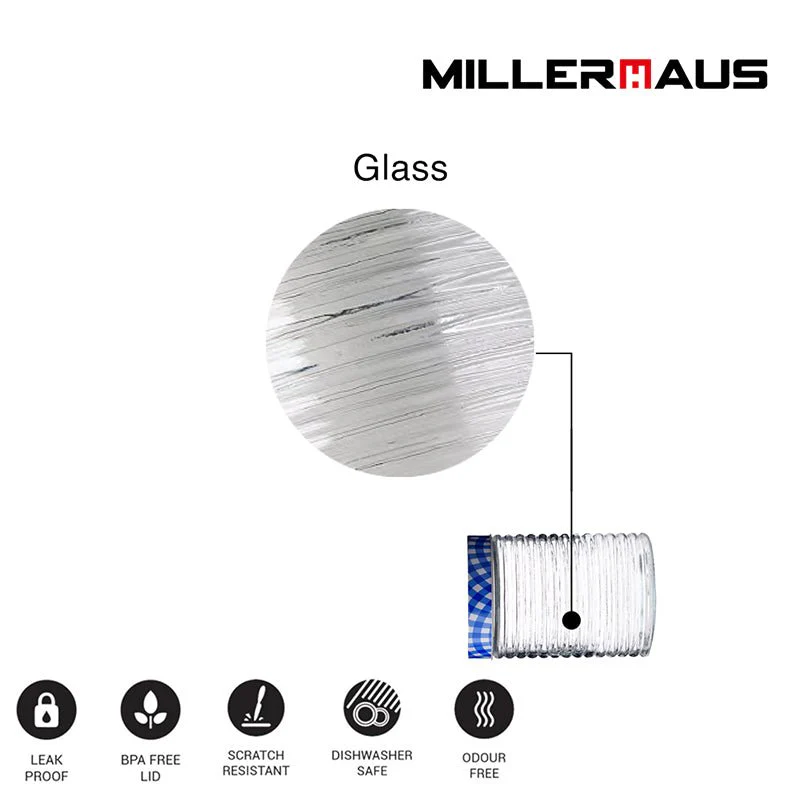 Millerhaus Ribbed Glass Storage Jar 1700Ml Glass with Metal Lid - Image 2
