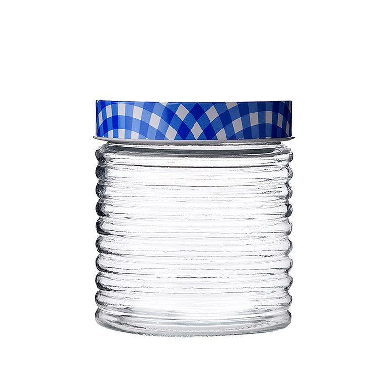 Millerhaus Ribbed Glass Storage Jar 850Ml Glass with Metal Lid