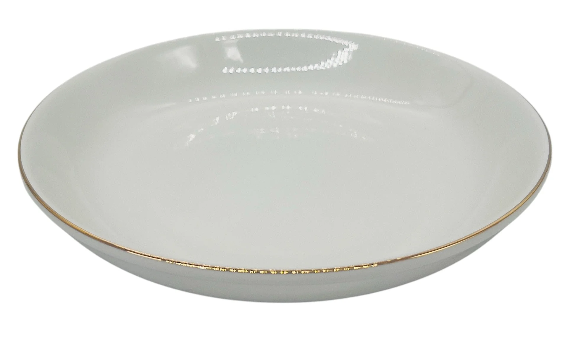 Minh Choice 2pc Porcelain  Soup Plate 7", White and Gold Rim - Image 3
