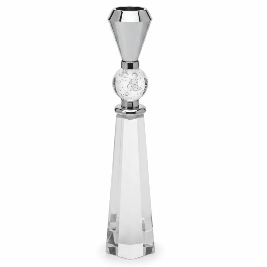 Modern Crystal & Metal Decorative Candle Holder for Elegant Table and Event Decoration – 21cm
