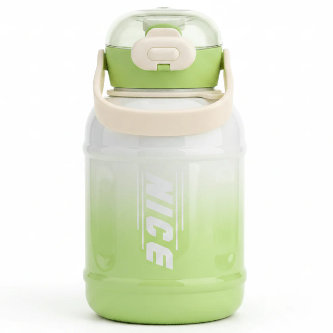 Modern Green & White Stainless Steel Vacuum Flask with Elegant Cream Handle 1200ml