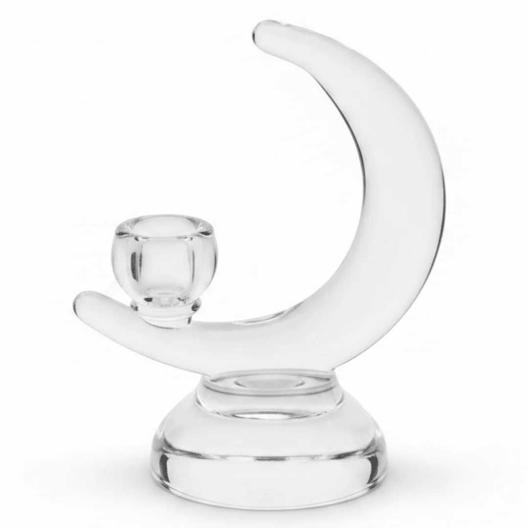 Modern Half Moon Shape Glass Candle Holder for Elegant Living Room Decoration – 17cm
